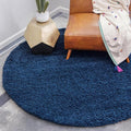Unique Loom Solid Shag Collection Area Rug (3' 3" Round, Sapphire Blue/ Navy Blue)