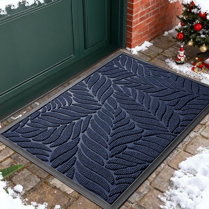 Yimobra 36x24 Large Door Mat Outdoor Indoor, All-Season Waterproof Door Mat Outside Entrance, All-Weather Non-Slip Outside Doormat for Garage Patio Entryway, Blue