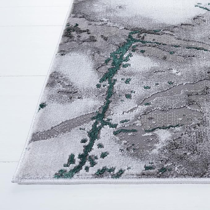 SAFAVIEH Craft Collection Area Rug - 12' x 15', Grey & Green, Modern Abstract Design, Non-Shedding & Easy Care, Ideal for High Traffic Areas in Living Room, Bedroom, Dining (CFT877Y-1215)