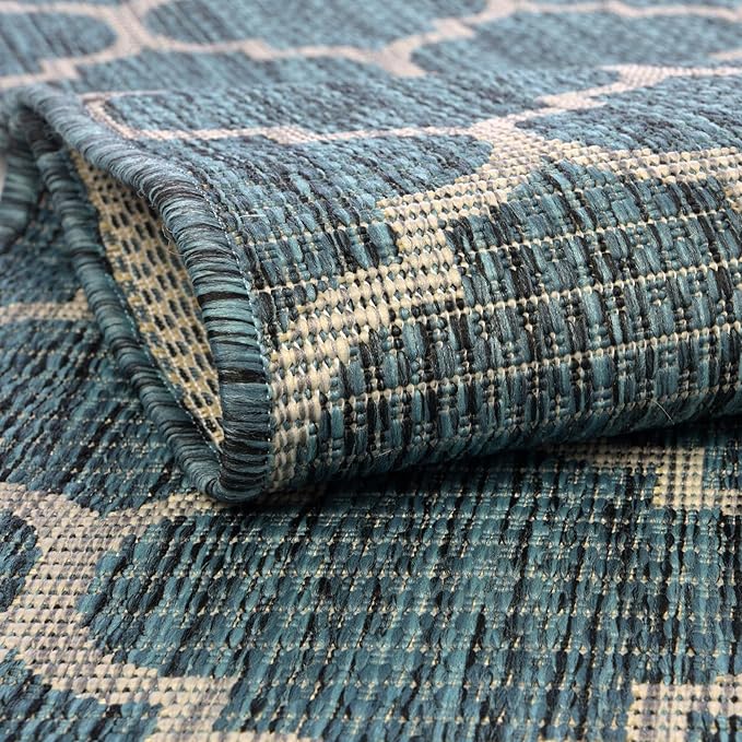 Unique Loom Outdoor Trellis Collection Area Rug (3' 3" x 5' 3" Rectangle, Teal/ Gray)