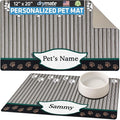 Drymate Personalized Pet Bowl Placemat, Custom Dog & Cat Food Feeding Mat - Absorbent Fabric, Waterproof Backing - Machine Washable/Durable (USA Made) (12" x 20") (Green Tan Paw)
