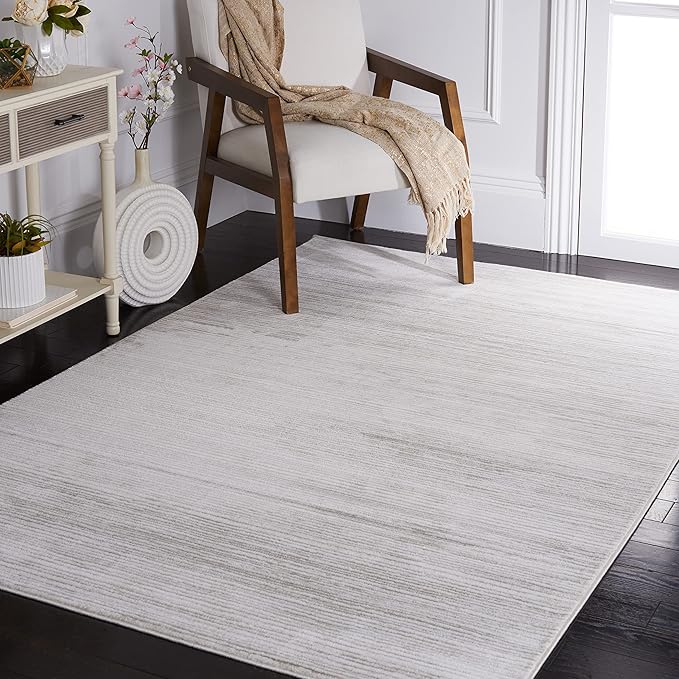 SAFAVIEH Vision Collection Area Rug - 6'7" Square, Ivory & Grey, Modern Ombre Design, Non-Shedding & Easy to Clean, Ideal for Living Room, Bedroom, Dining Space (VSN606K)