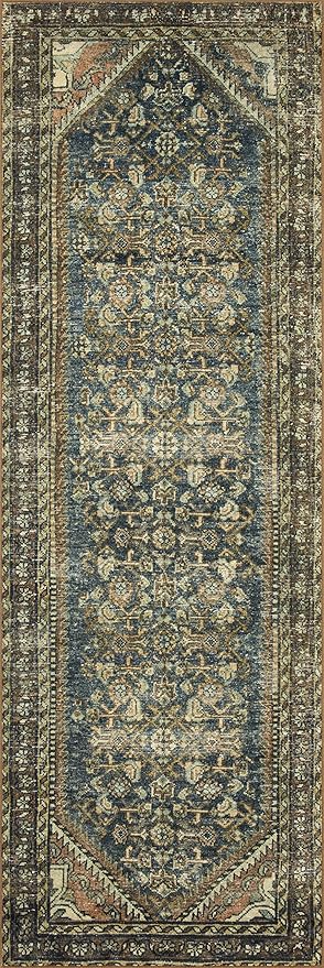 Loloi Magnolia Home by Joanna Gaines Banks Collection BAN-02 Denim/Clay 5'-0" x 7'-6", .13" Pile Height, Machine Washable, Area Rug