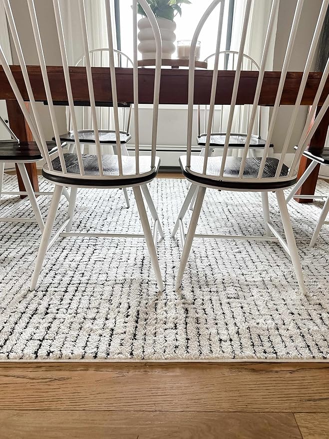 Hauteloom Keita Living Room, Bedroom Area Rug - Contemporary - High Pile - Bone - 9'2" x 12'