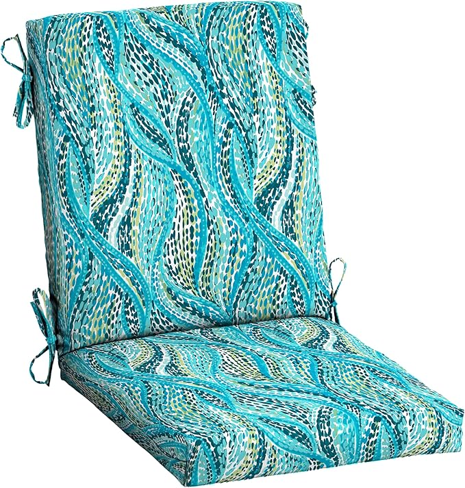 Arden Outdoor Dining Chair Cushion, 20 in x 20 in, Weather-Proof, Rain-Proof, Fade Resistant Patio Cushion for Patio, Dining, or Rocking Chairs Teal Ariel