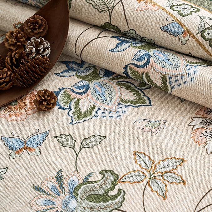 jinchan Elora 3x5 Floral Rug for Entryway Washable Rug Vintage Romance Design Christmas Small Mat Non Slip Indoor Doormat Lightweight Low-Profile Throw Carpet for Bathroom Laundry Room, Green/Beige