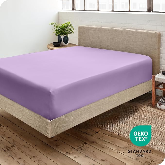 Bare Home Fitted Bottom Sheet Twin XL Size - Premium 1800 Microfiber - Ultra-Soft Hotel Luxury - Deep Pocket - Durable and Long Lasting (Twin XL, Lavender)