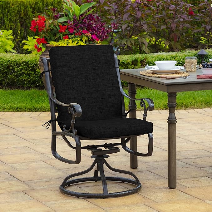 ARDEN Outdoor Dining Chair Cushion, 20 x 20, Rain-Proof, Fade Resistant, Black Leala