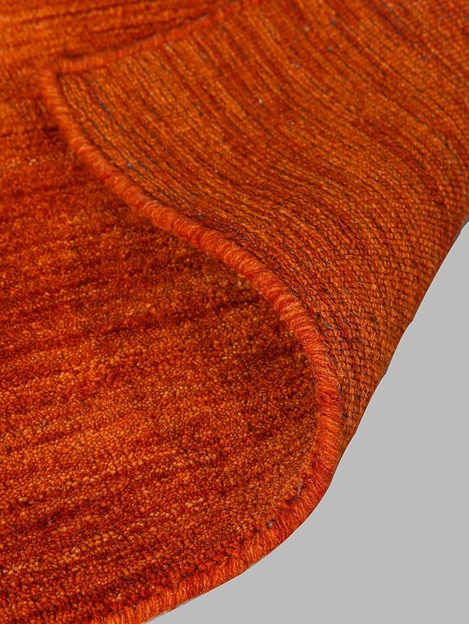 Hand Knotted Loom Wool ECO-Friendly Area Rugs - 5'x8', Rectangle, Light Red Color, Solid Plain Design, High Pile Handmade Anti Skid Area Rugs for Living Room, Bed Room (L00111)