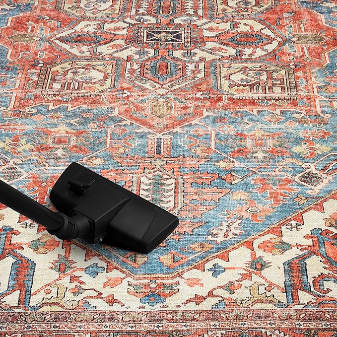 Keen Home Design 6x9 Rug - Machine Washable Area Rug with Non-Slip Backing, Ideal for Living Room, Dining Room, Bedroom - Vintage, Easy Clean, Durable, Low Pile Rug - (6' x 9')