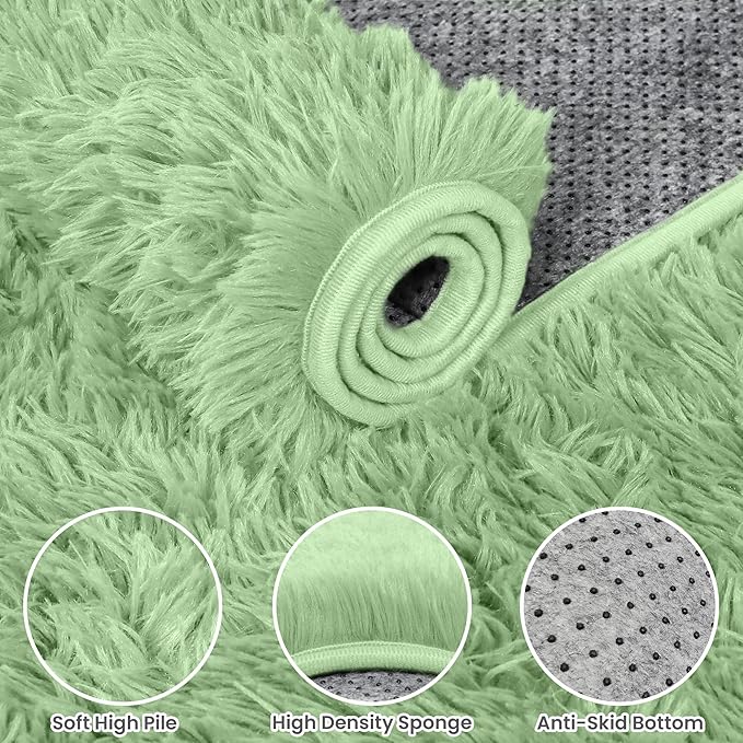 4x6 Area Rugs for Living Room Rug: Soft Fluffy Shag Mint Green Rugs for Bedroom, Non-Slip Large Fuzzy Plush Rug Indoor Floor Carpet for Nursery Kids Boys Girls Room, Dorms, Playroom, Modern Home Decor