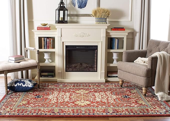 SAFAVIEH Antiquity Collection Area Rug - 9' x 12', Red & Multi, Handmade Traditional Oriental Wool, Ideal for High Traffic Areas in Living Room, Bedroom (AT64A)