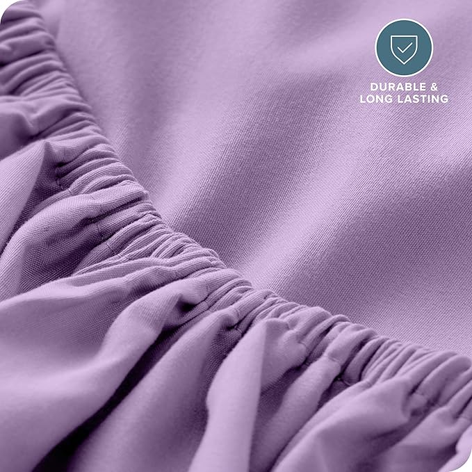 Bare Home Fitted Bottom Sheet Twin Size - Premium 1800 Microfiber - Ultra-Soft Hotel Luxury - Deep Pocket - Durable and Long Lasting - Fitted Sheet (Twin, Lavender)
