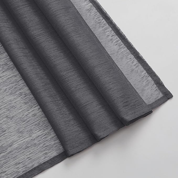 DONREN Luxury Soft Sheer Curtains Scarf for Windows - Semi Voile Window Scarf Valance,52 Inches Wide by 144 Inches Long (1 Panel,Dark Grey)
