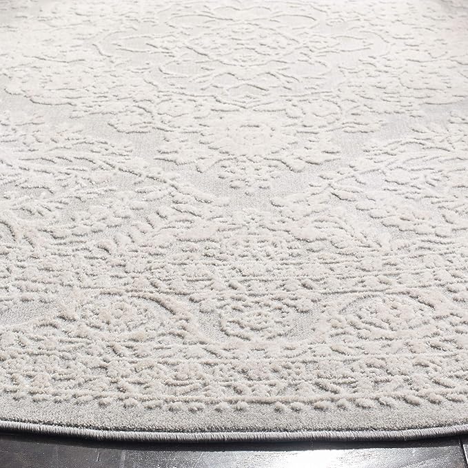 SAFAVIEH Reflection Collection Runner Rug - 2'3" x 12', Light Grey & Cream, Non-Shedding & Easy Cleaning, Ideal for Living Room, Bedroom (RFT668G)