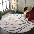 SAFAVIEH Florida Shag Collection Area Rug - 6' x 8' Oval, Cream & Blue, Non-Shedding & Easy Cleaning, Plush Thick Pile, Ideal for Living Room, Bedroom, Dining Space (SG471-1165)