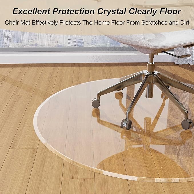 Beveled Edge 48" Round Chair Mat for Carpet or Hardwood Floor Crystal Clear, 48" x 48" for a Smooth Glide and Easy Roll On/Off, Heavy Duty and Non-Slip Floor Ultimate Clear Chair Mat