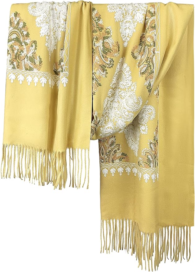 Urban CoCo Women's Embroidered Tassel Long Shawl Oversize Scarf Wraps for Women