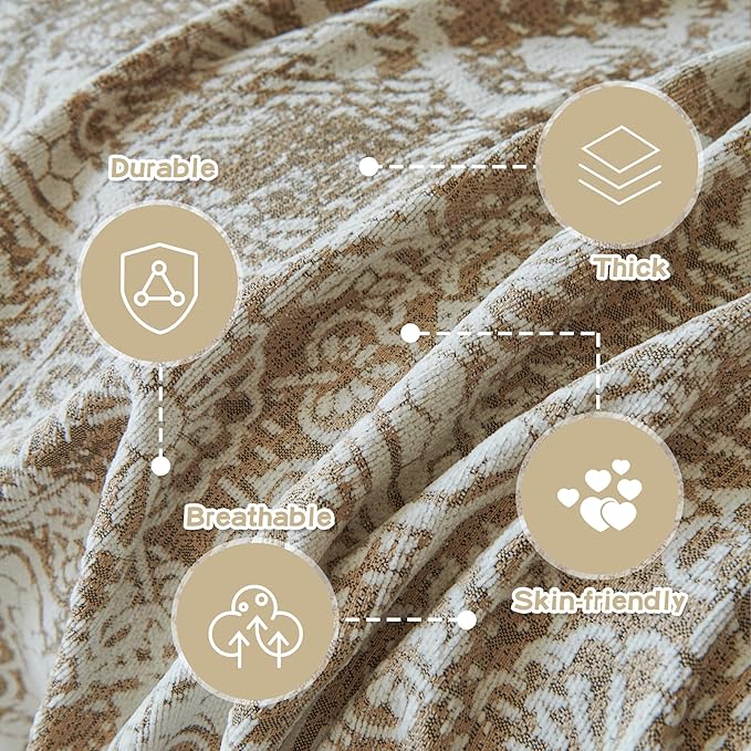 MEETSKY Boho Couch Cover Sofa Slipcover for Sectional Sofa Covers Protector Universal Use Chenille Blend Thick Fabric Washable, Modern Design Sofa Throw Cover for Living Room, 71" x 118", Khaki