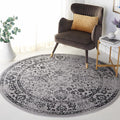 SAFAVIEH Adirondack Collection Area Rug - 8' Round, Grey & Black, Distressed Vintage Floral Design, Non-Shedding & Easy to Clean, Ideal for Living Room, Bedroom, Dining Space (ADR109B)