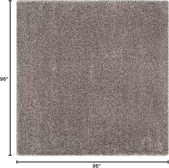 SAFAVIEH Milan Shag Collection Area Rug - 8' Square, Grey, Solid Design, Non-Shedding & Easy Care, 2-inch Thick Ideal for High Traffic Areas in Living Room, Bedroom (SG180-8080)