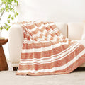 Snuggle Sac Orange Fall Throw Blanket for Couch, Reversible Super Soft Blankets Warm Cozy Knit Fuzzy Plush Blankets for Sofa,Living Room, Stripe Orange,50x60 inches