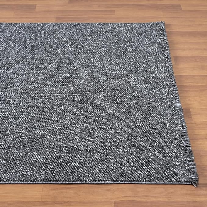 LUXE WEAVERS Solid Machine Woven Smoke 2x8 Area Rug, Indoor Stain-Resistant Carpet