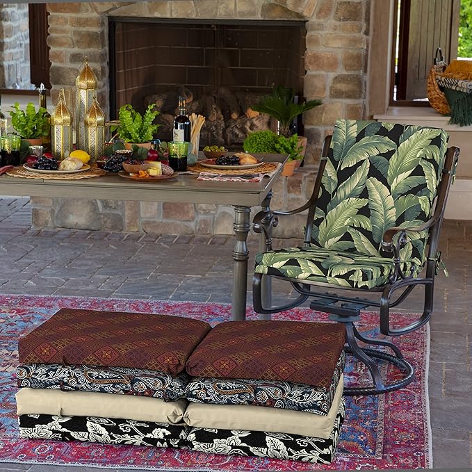 ARDEN Outdoor Dining Chair Cushion, 20 x 20, Rain-Proof, Fade Resistant, Onyx Cebu