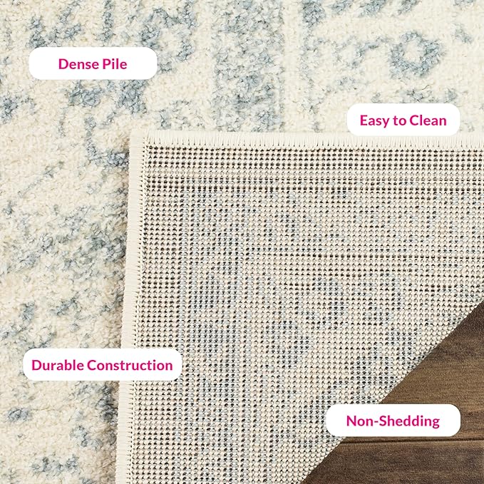 SAFAVIEH Area Rug 8x10 - Adirondack Collection - Large - Ivory & Slate, Distressed Vintage Floral Design, Non-Shedding & Easy Cleaning, Ideal for Living Room, Bedroom, Dining Space (ADR109S)