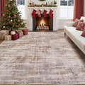 Area Rug for Living Room: 12x15 Washable Neutral Abstract Modern Soft Rugs Non Slip Indoor Floor Stain Resistant Large Carpet for Bedroom Dining Room Office Nursery - Red Brown
