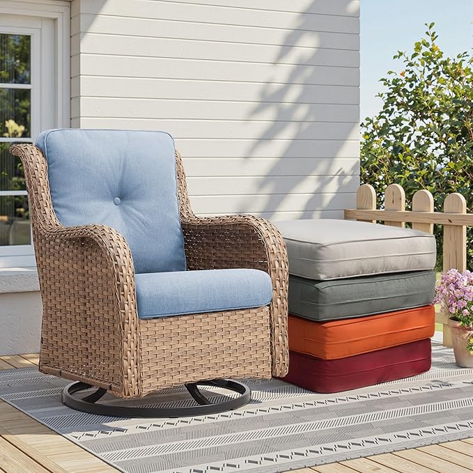 Patio Cushions for Outdoor Furniture - 22" x 25" x 4" UV Resistant Thick Foam Cushions Water Resistant Replacement Cushion for Outdoor Patio Furniture Chair/Sofa/Couch | Baby Blue | 4-Pack |