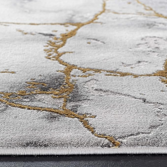 SAFAVIEH Craft Collection Runner Rug - 2'3" x 16', Grey & Gold, Modern Abstract Design, Non-Shedding & Easy Care, Ideal for High Traffic Areas in Living Room, Bedroom (CFT877F)