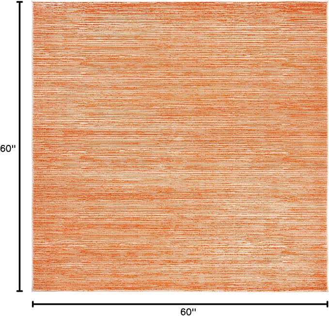SAFAVIEH Vision Collection Area Rug - 5' Square, Orange, Modern Ombre Design, Non-Shedding & Easy to Clean, Ideal for Living Room, Bedroom, Dining Space (VSN606P)