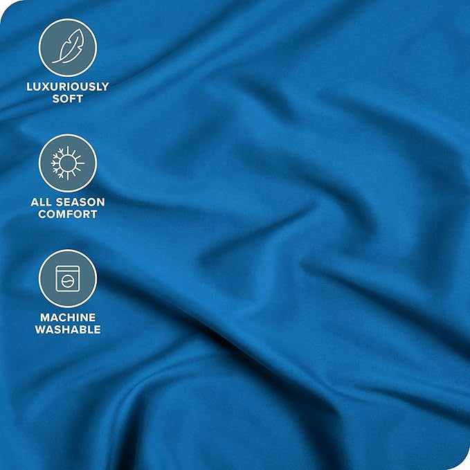 Bare Home Fitted Bottom Sheet Twin XL Size - Premium 1800 Microfiber - Ultra-Soft Hotel Luxury - Deep Pocket - Durable and Long Lasting (Twin XL, Medium Blue)