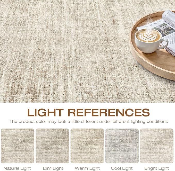 5x8 Area Rug Living Room: Washable Large Neutral Beige Rugs Abstract Soft Modern Stain Resistant Indoor Floor Non-Slip Carpet for Bedroom Nursery Kids Office Playroom Dining Room Under Table Home
