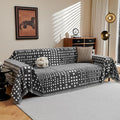 MEETSKY Boho Couch Cover Sofa Covers, Chenille Geometric Dark Grey Couch Covers for 2 Cushion Couch Sofa for Dogs, Washable Slipcover for Cat Sofa Protector with Tassels,71" x 118"