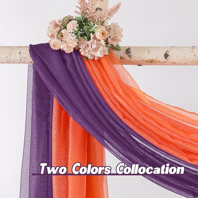DONREN 144 Inch Length Window Scarf for Background - Luxury Soft Sheer Scarf Add to Window Curtains for Enhanced Effect (Royal Purple,1 Panel)