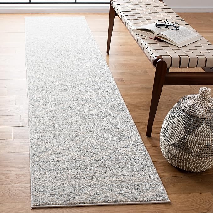 SAFAVIEH Tulum Collection Runner Rug - 2' x 7', Ivory & Light Grey, Moroccan Boho Tribal Design, Non-Shedding & Easy to Clean, Ideal for Living Room, Hallway, Foyer, Entryway, Bedroom (TUL272G)