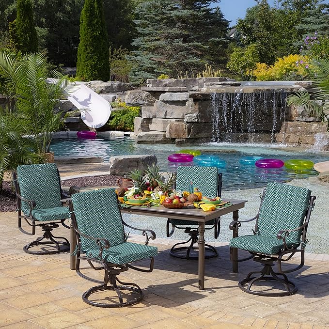 Arden Outdoor Dining Chair Cushion, 20 x 20, Rain-Proof, Fade Resistant, Alana Tile