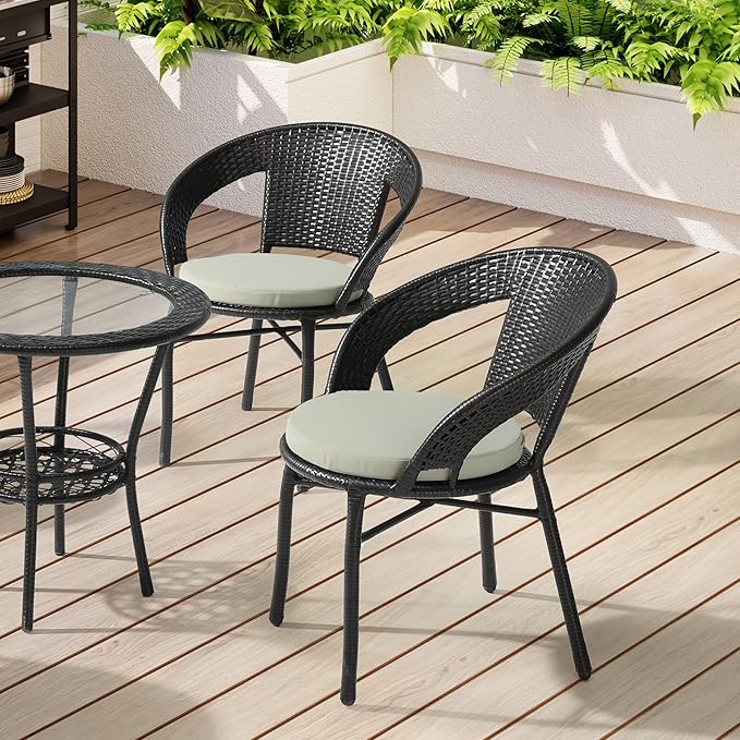 WestinTrends Solace Outdoor Patio Kitchen Dining Chair Round Seat Cushions Set of 4, 16 x 16, Beige