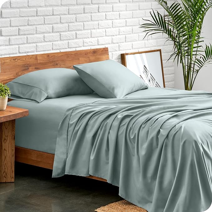 Bare Home Queen Sheet Set - Luxury 1800 Ultra-Soft Microfiber Queen Bed Sheets - Double Brushed - Deep Pockets - Easy Fit - 4 Piece Set - Bedding Sheets & Pillowcases (Queen, Sea Spray)