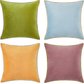 MONDAY MOOSE Decorative Throw Pillow Covers Cushion Cases, Set of 4 Soft Velvet Modern Double-Sided Designs, Mix and Match for Home Decor, Pillow Inserts Not Included (18x18 inch, Purple/Green)