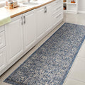 JONATHAN Y Weave Floral Indoor Outdoor Runner Rug 2X8 Navy/Gray, Tela Bohemian Textured for Backyard, Patio, Porch, Easy-Cleaning, High Traffic, Pet-Friendly, Non-Shedding (SMB100B-28)