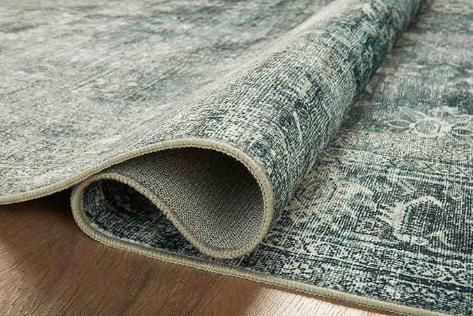 Loloi Magnolia Home by Joanna Gaines Banks Collection BAN-03 Blue/Lagoon 2'-6" x 9'-6", .13" Pile Height, Machine Washable, Runner Rug