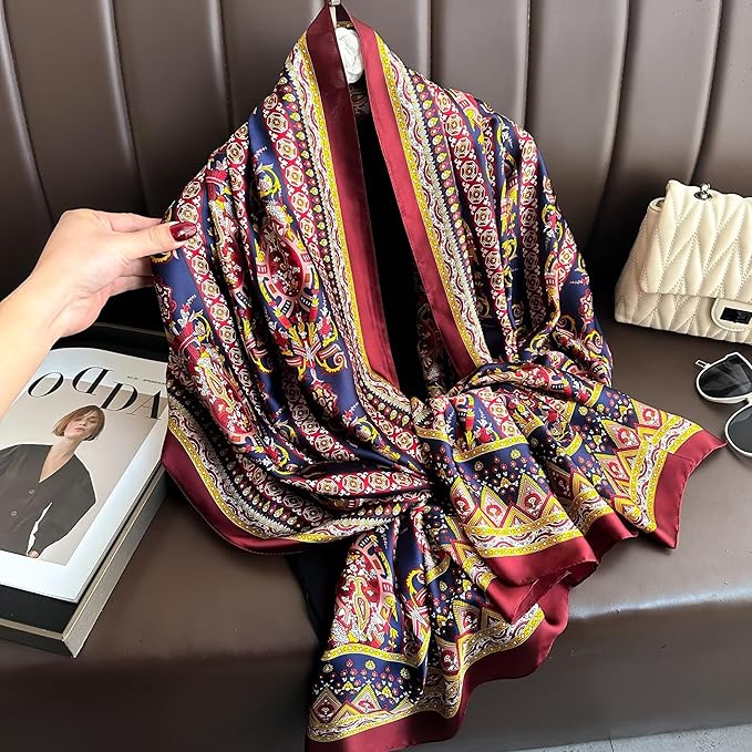 Fashion Scarves Scarf 100% Silk Feeling Scarf Silk Like Scarves Long Lightweight Sunscreen Shawls for Women
