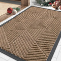 Smiry Front Door Mat Outside Entrance, Heavy Duty Sturdy Natural Rubber Doormat, Trap Dirt and Moisture, Easy Clean Low Profile Mats for Indoor Outdoor Entry, Irregular Triangle (29.5x17, Coffee)