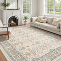 Vintage Living Room Area Rug 8x10 - Large Soft Washable Oriental Traditional Distressed Farmhouse Rugs for Bedroom - Indoor Floor Accent Carpet for Home Office House Decor - Multi