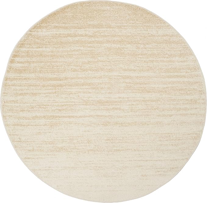 SAFAVIEH Adirondack Collection Area Rug - 7' Round, Champagne & Cream, Modern Ombre Design, Non Shedding & Easy to Clean, Ideal for Living Room, Bedroom, Office, Dining Space (ADR113W)