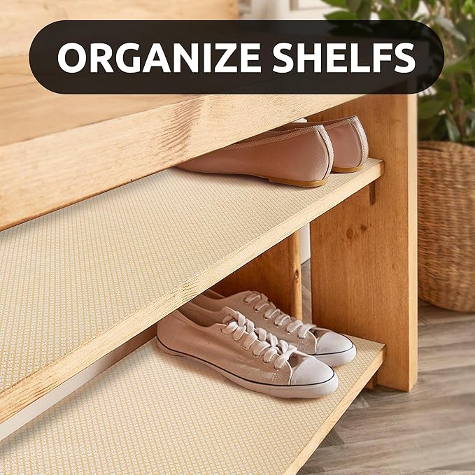 RAY STAR 18X96 Inch Shelf Liner for Kitchen Cabinets, Non-Adhesive Cabinet Liner Washable, PVC Drawer Liner for Dresser Non-Slip Bathroom (Yellow Circle)(4 Roll)