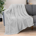 PAVILIA Light Gray Throw Blanket for Couch Bed, Soft Fleece Throws for Sofa Chair, Fuzzy Waffle Textured Blanket, Cozy Warm Lightweight All Season Blanket Throw, 50x60